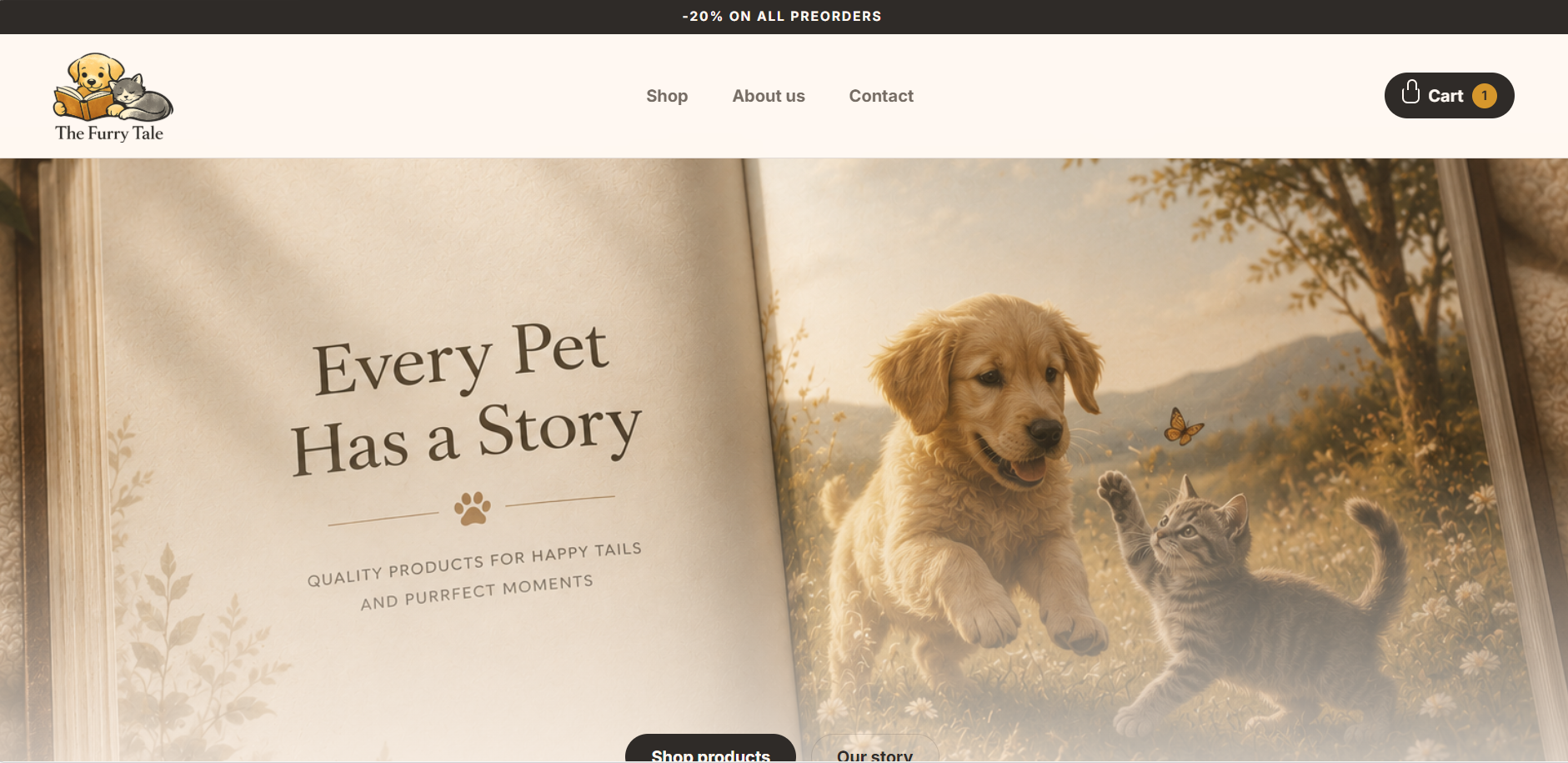 The Furry Tale pet shop website by INTECH